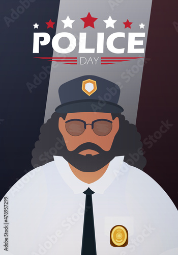 Police Day. Police officer in uniform. Vector illustration.