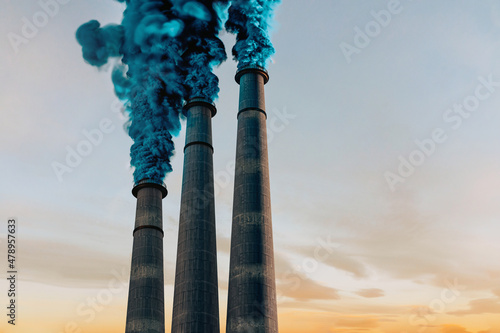 Pollution of chimneys with blue smoke