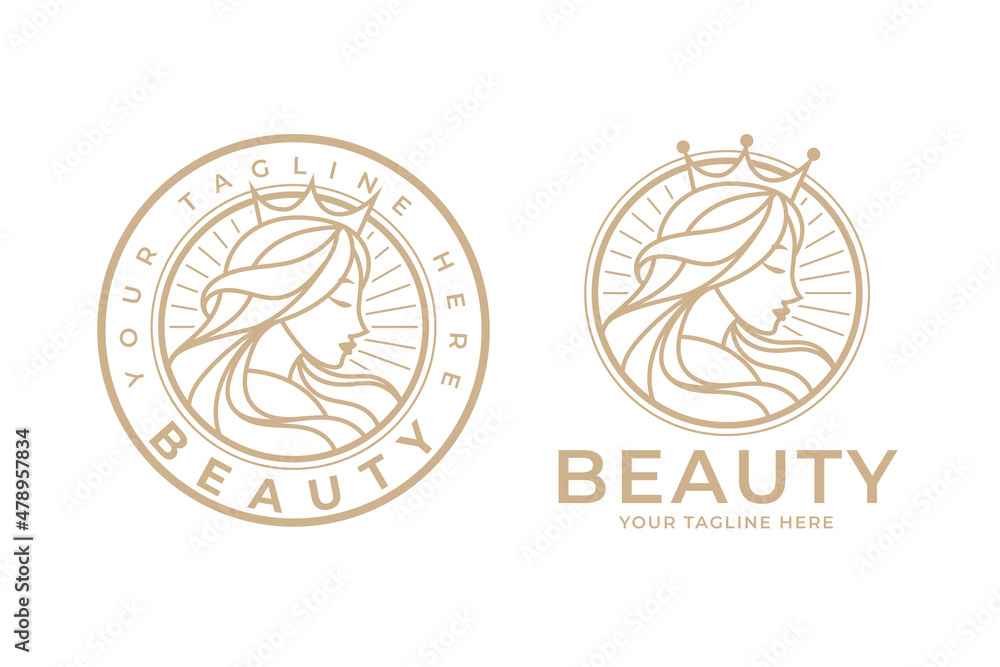 Feminine woman beauty logo design template Feminine woman beauty logo design template