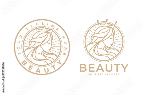Feminine woman beauty logo design template