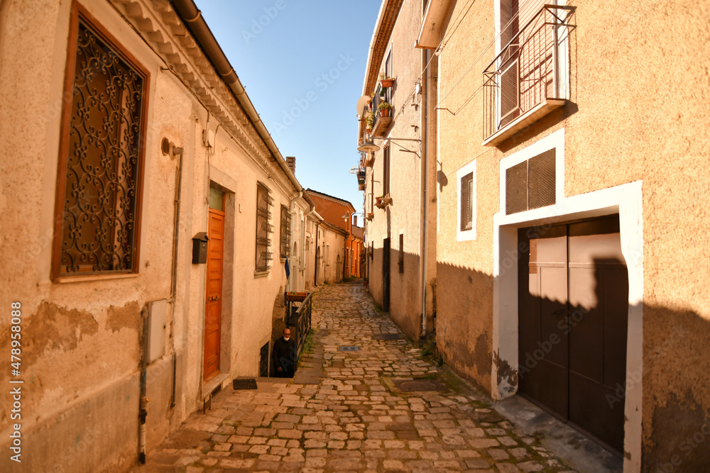 Fototapeta premium A small square of Pignola, medieval village in Basilicata region, Italy.