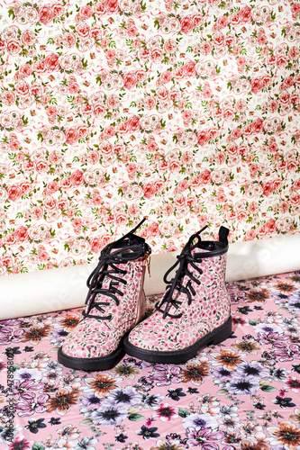floral-patterned boots photo