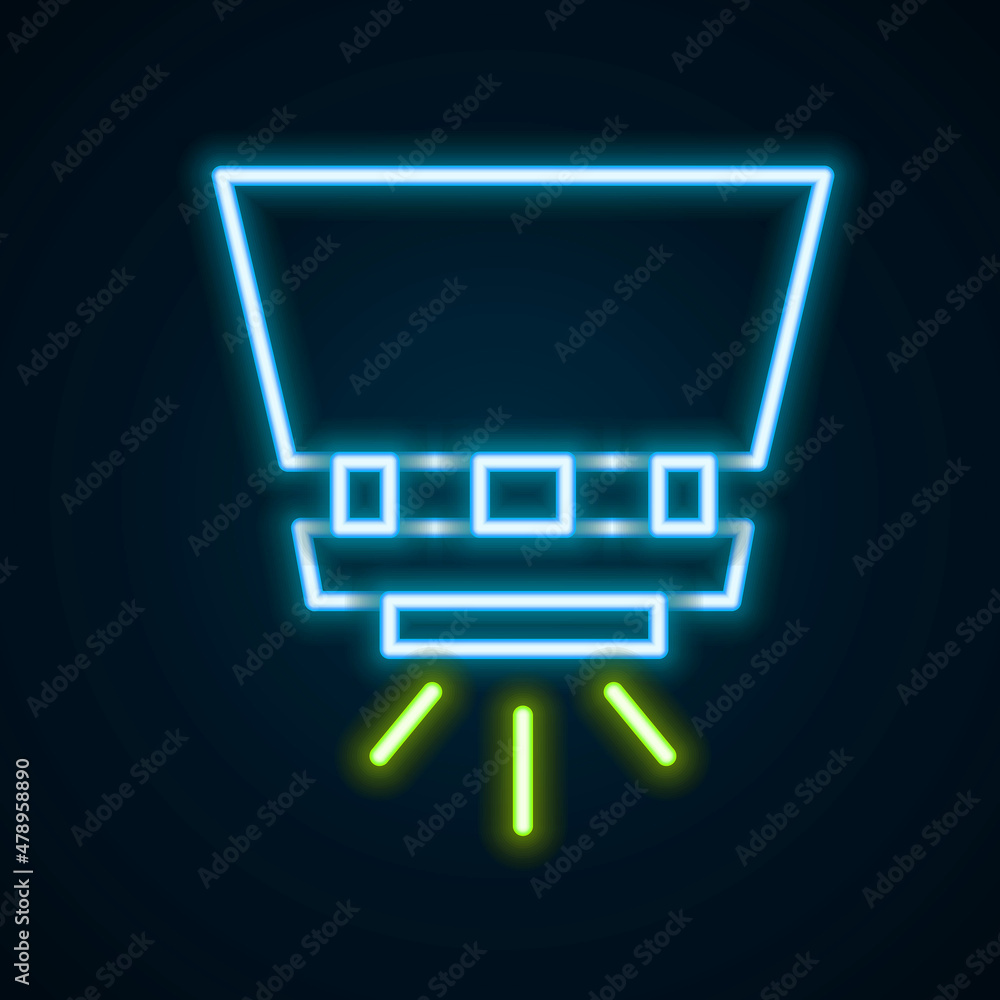 Glowing neon line Fire sprinkler system icon isolated on black background. Sprinkler, fire extinguisher solid icon. Colorful outline concept. Vector Glowing neon line Fire sprinkler system icon isolated on black background. Sprinkler, fire extinguisher solid icon. Colorful outline concept. Vector