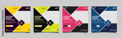  Real estate social media post bundle design, modern Real Estate social media post Template, Real estate social media post web banner template design