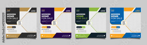  Real estate social media post bundle design, modern Real Estate social media post Template, Real estate social media post web banner template design