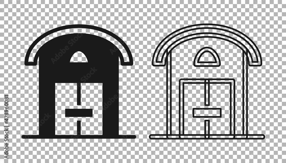 Black Farm house icon isolated on transparent background. Vector