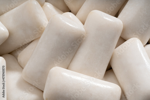 Detailed and large close up shot of peppermint bubblegum.