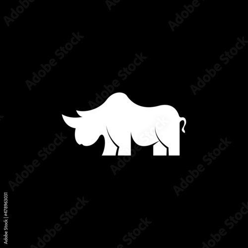Silhouette of a rhino black icon vector
