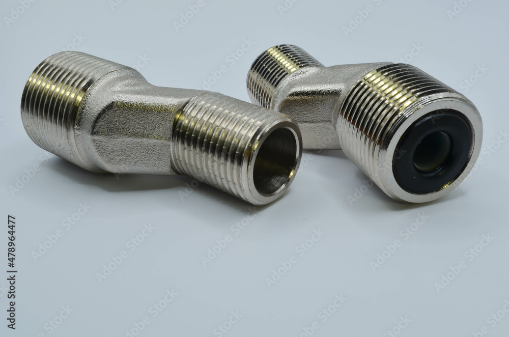 steel adapter for water supply on a white background steel adapter for water supply on a white background