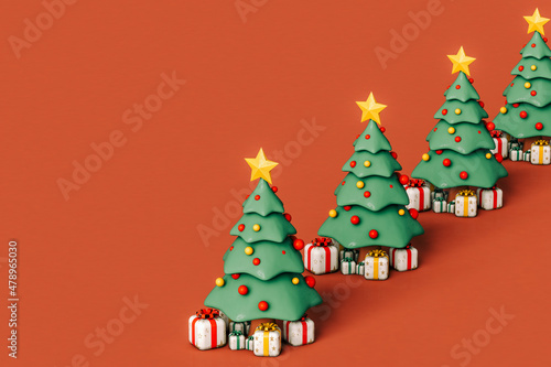 Christmas tree and gifts with copy space photo