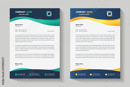 Letterhead design template. Creative, wave, clean and elegant modern business professional letterhead template design. Illustration vector	
