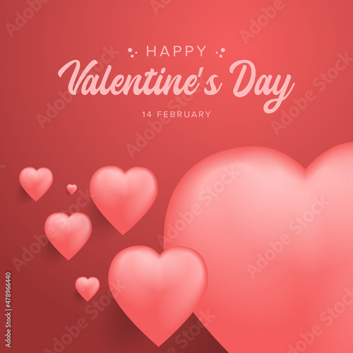 happy valentine day greeting card paper design premium vector template