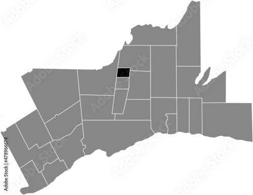 Black flat blank highlighted location map of the NEWMARKET MUNICIPALITY inside gray administrative map of Greater Toronto Area