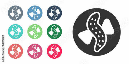 Black Served cucumber on a plate icon isolated on white background. Marine food. Set icons colorful. Vector