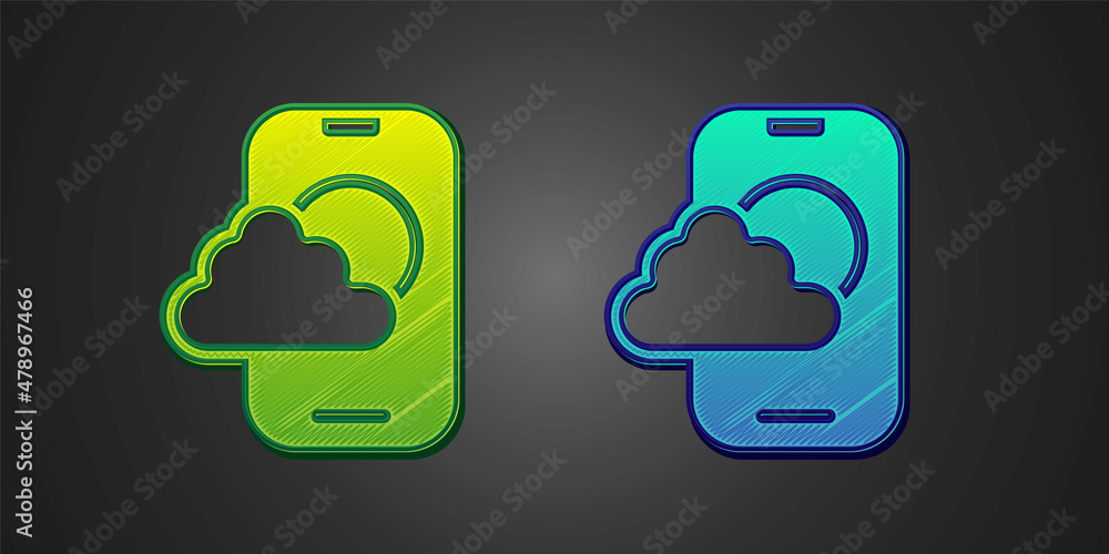 Green and blue Weather forecast app icon isolated on black background. Vector Green and blue Weather forecast app icon isolated on black background. Vector