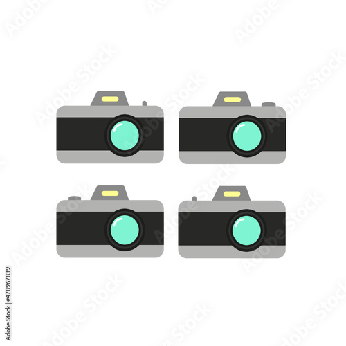 Camera icon set. Photo camera in flat style. Vector 