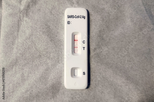 Covid rapid test kit positive result photo