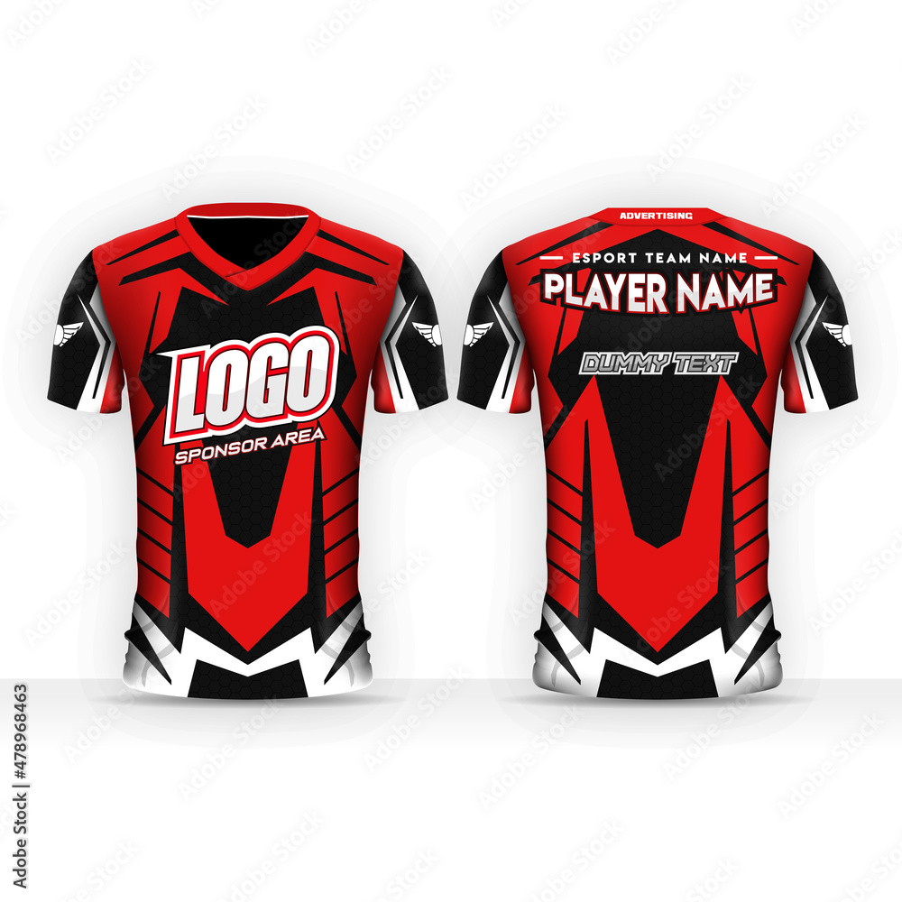 Esport Jersey or Gaming Tshirt Design Template, gamers uniform with ...
