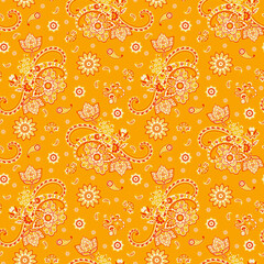 Ingelijste posters Oranje patronen Paisley damast ornament klassiek patroon  © antalogiya