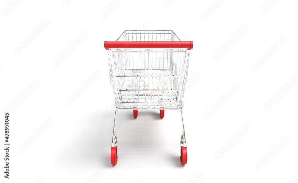 chariot de supermarché en métal sur fond blanc chariot de supermarché en métal sur fond blanc