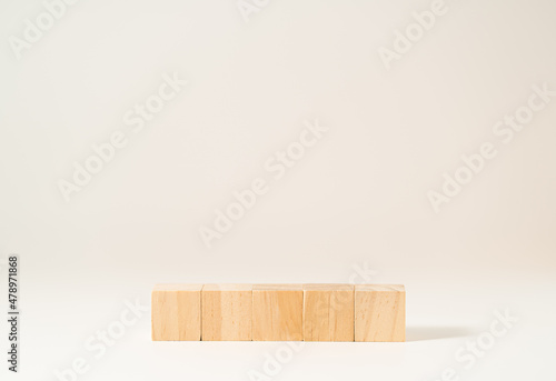 Fototapeta Naklejka Na Ścianę i Meble -  Close up wood block stacking. Business concept. Copy space