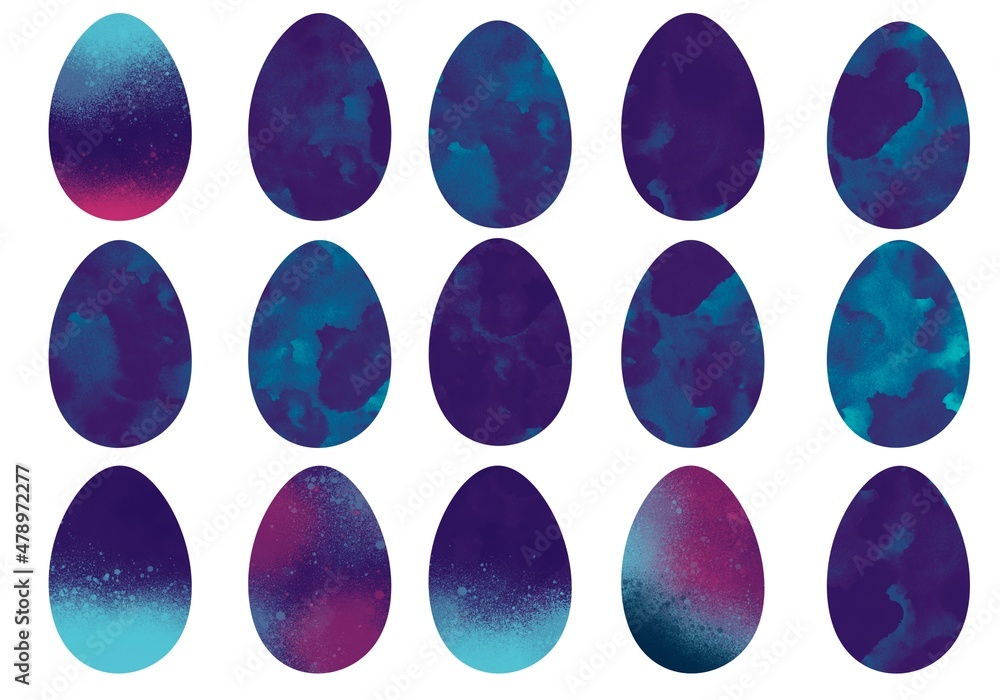 Fototapeta premium Easter set with eggs for wallpaper and fabrics and textiles and packaging and gifts