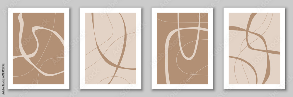Fototapeta premium Set of templates, backgrounds with abstract organic shapes and lines.