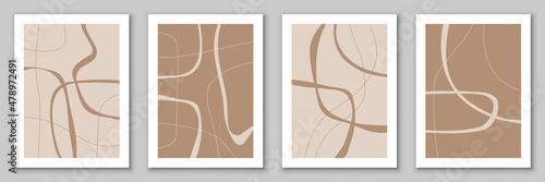 Set of templates, backgrounds with abstract organic shapes and lines.