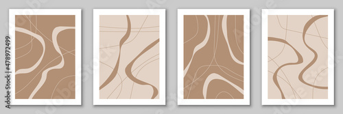 Set of templates, backgrounds with abstract organic shapes and lines.