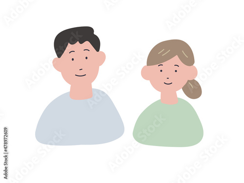 手描き風の夫婦のイラスト