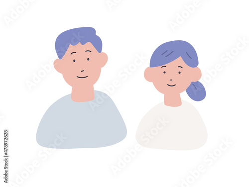 手描き風の夫婦のイラスト