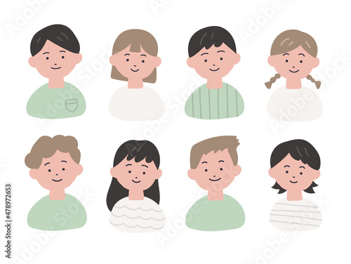 手描き風の子どもたちのイラストセット