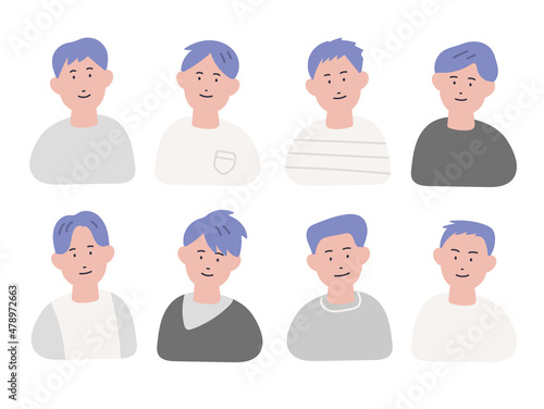 手描き風の男性たちのイラストセット