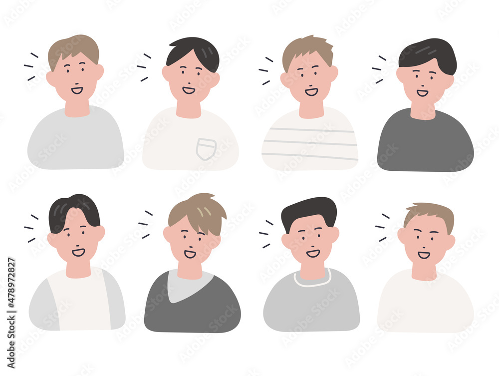 手描き風の男性たちのイラストセット(ひらめき・発見) 手描き風の男性たちのイラストセット(ひらめき・発見)