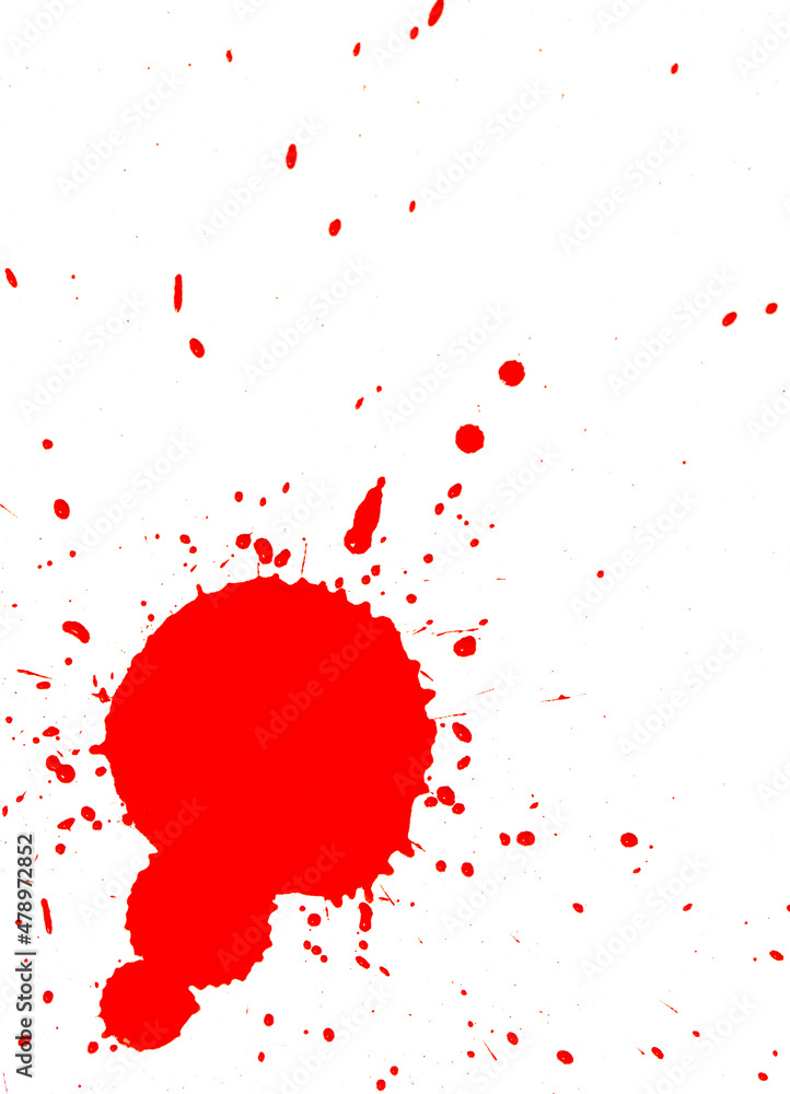 Drops of red paint on a white background. Drops of red paint on a white background.