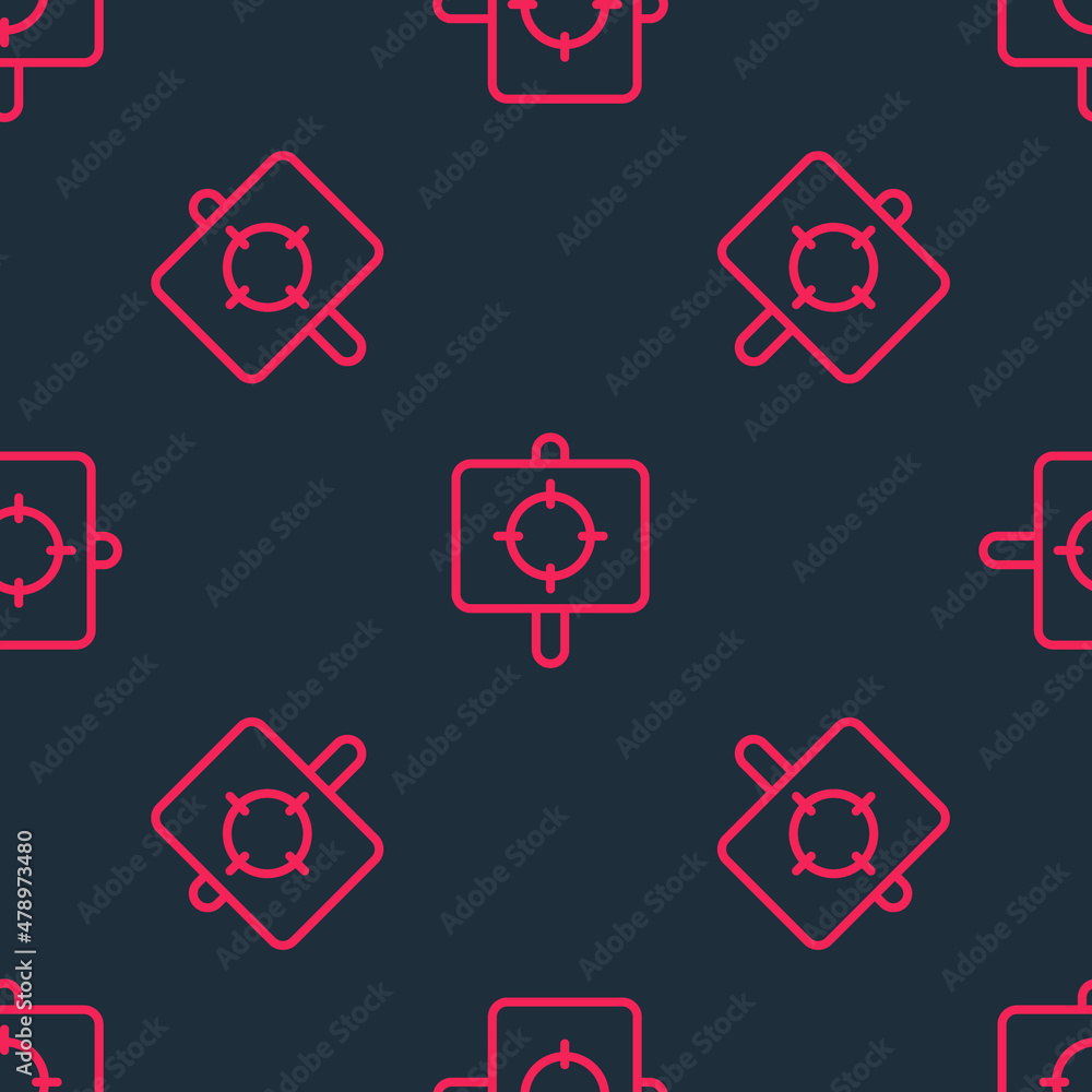 Red line Target sport icon isolated seamless pattern on black background. Clean target with numbers for shooting range or shooting. Vector Red line Target sport icon isolated seamless pattern on black background. Clean target with numbers for shooting range or shooting. Vector