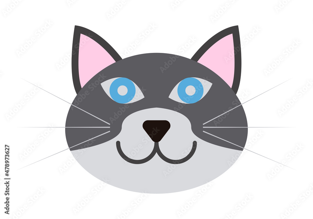 Cara de gato negro y blanco en fondo blanco. Stock Vector | Adobe Stock