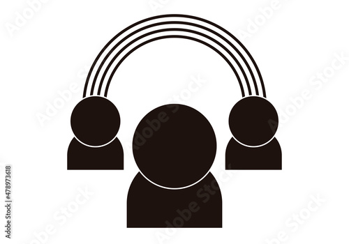 Icono negro de grupo de personas con arcoiris. 