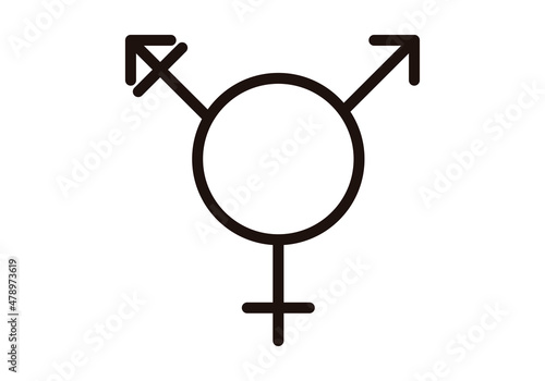 Icono negro de transexual en fondo blanco. 