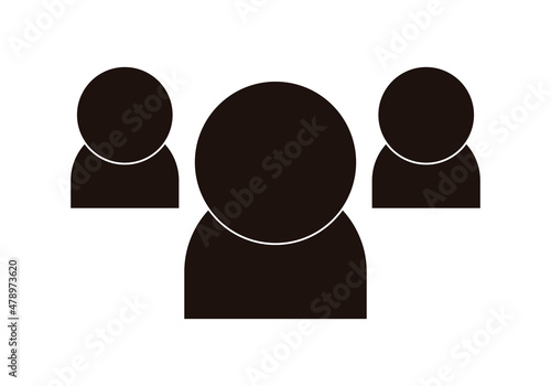Icono negro de grupo de usuarios en fondo blanco.