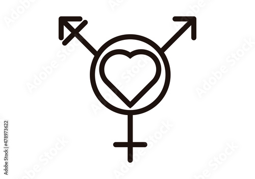 Icono negro de transexual en fondo blanco. 