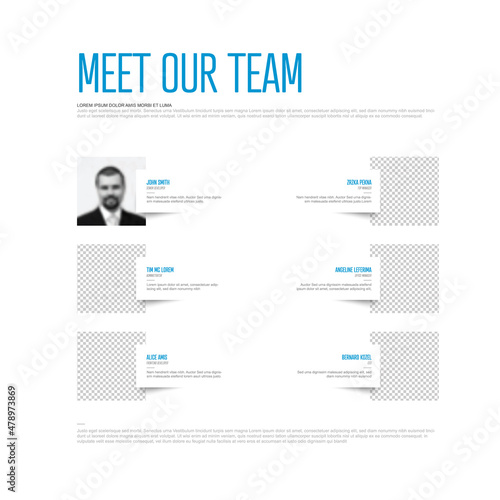 Meet our company team modern presentation template with blue accent