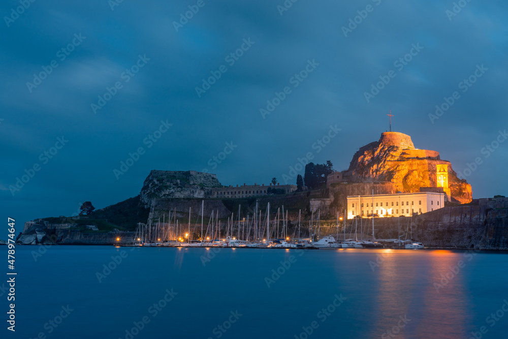 The Old fortress of Corfu island Greece by night 