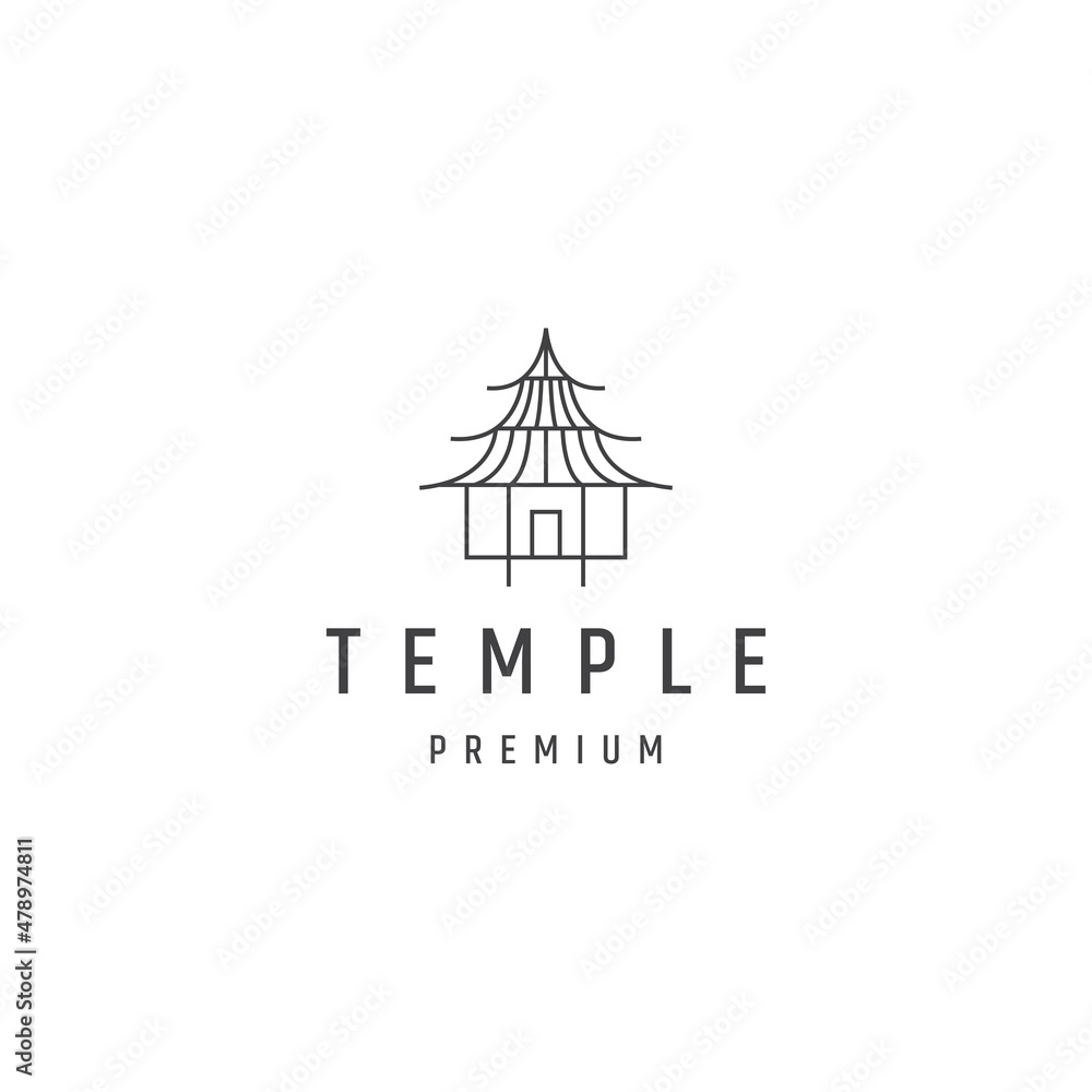 Temple line logo. Korean Traditonal Hanok modern Logo Design