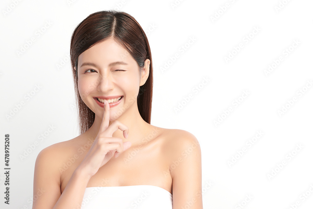 Beautiful young asian woman with clean fresh skin on white background, Face care, Facial treatment, Cosmetology, beauty and spa, Asian women portrait. Beautiful young asian woman with clean fresh skin on white background, Face care, Facial treatment, Cosmetology, beauty and spa, Asian women portrait.