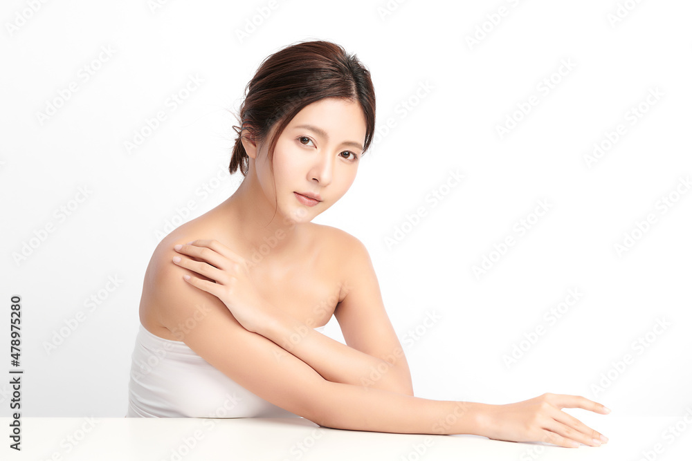 Beautiful young asian woman with clean fresh skin on white background, Face care, Facial treatment, Cosmetology, beauty and spa, Asian women portrait. Beautiful young asian woman with clean fresh skin on white background, Face care, Facial treatment, Cosmetology, beauty and spa, Asian women portrait.