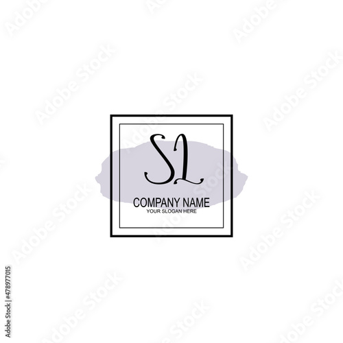 Letter SL minimalist wedding monogram vector