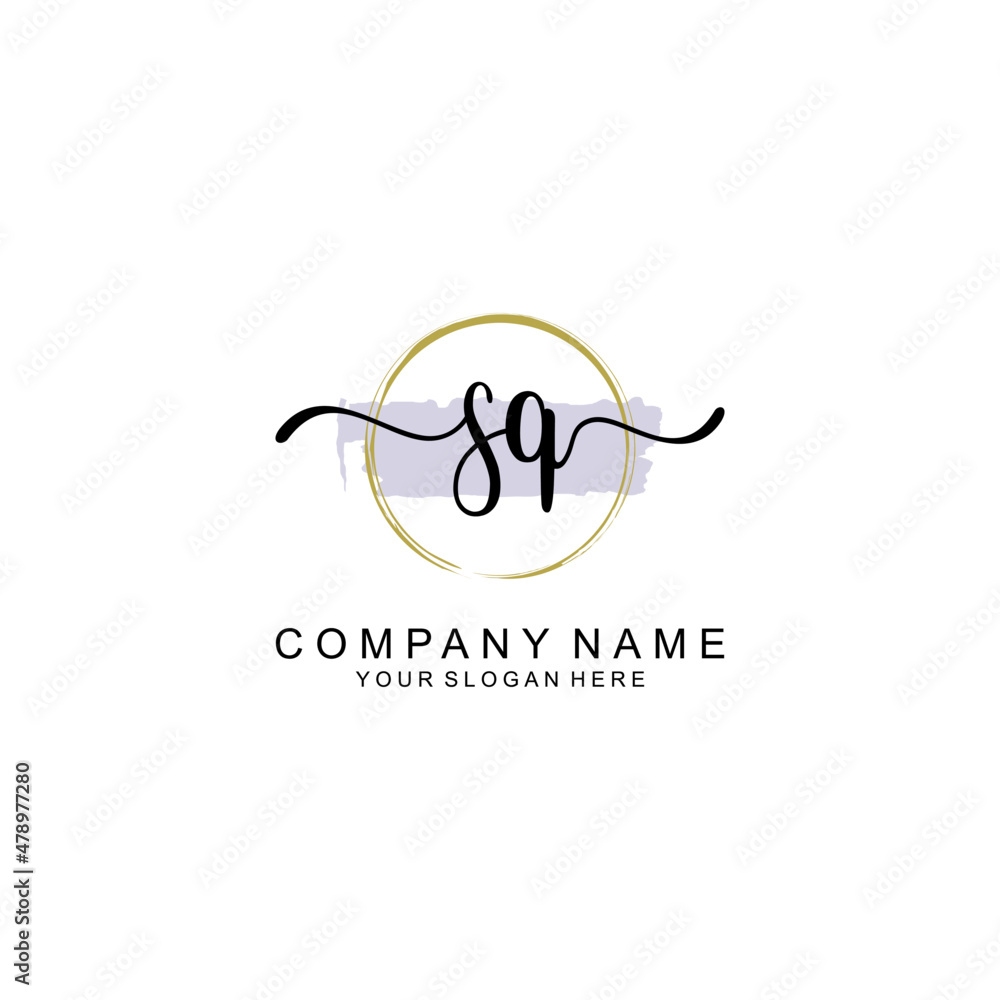 SQ Initial handwriting logo with circle hand drawn template vector SQ Initial handwriting logo with circle hand drawn template vector