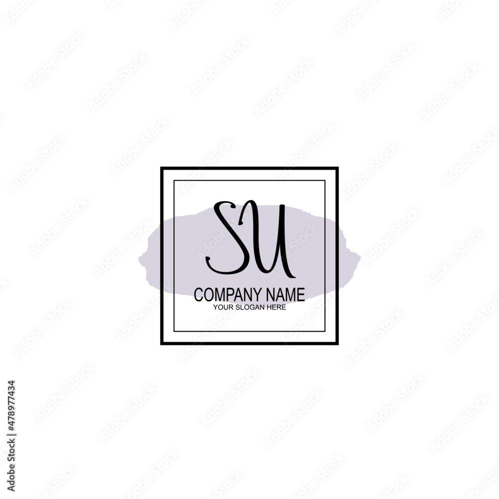 Letter SU minimalist wedding monogram vector Letter SU minimalist wedding monogram vector