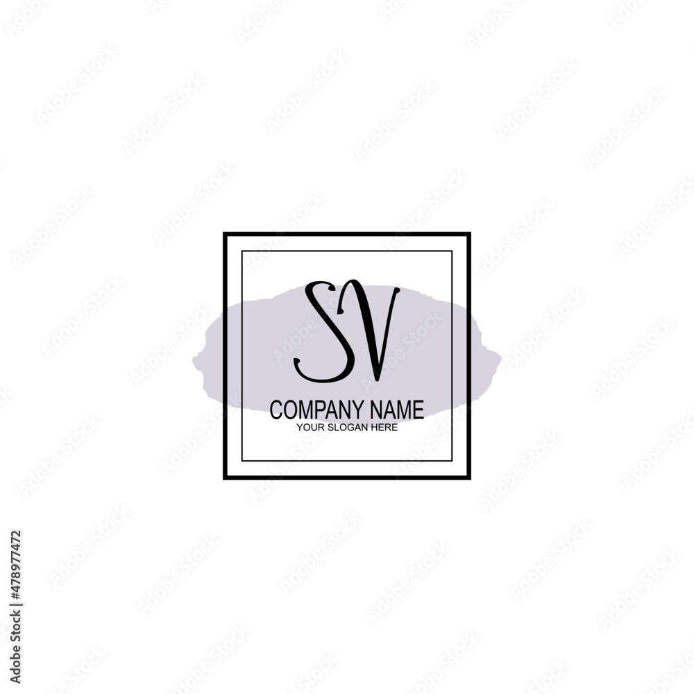 Letter SV minimalist wedding monogram vector Letter SV minimalist wedding monogram vector